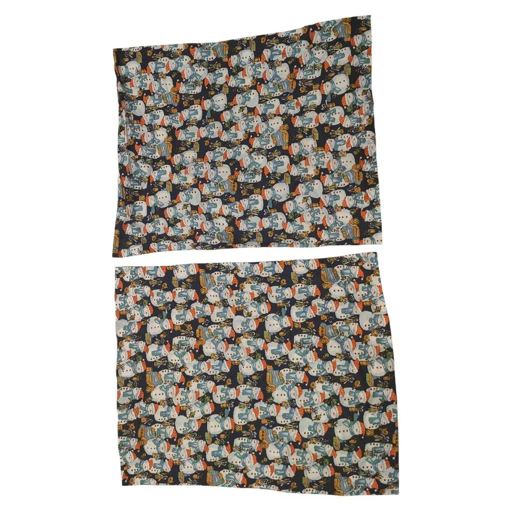2 Homemade/Handmade Snowmen Winter/Christmas Pillowcases Excellent Condition